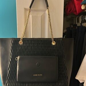 Anne Klein Black Tote with Gold Accents
